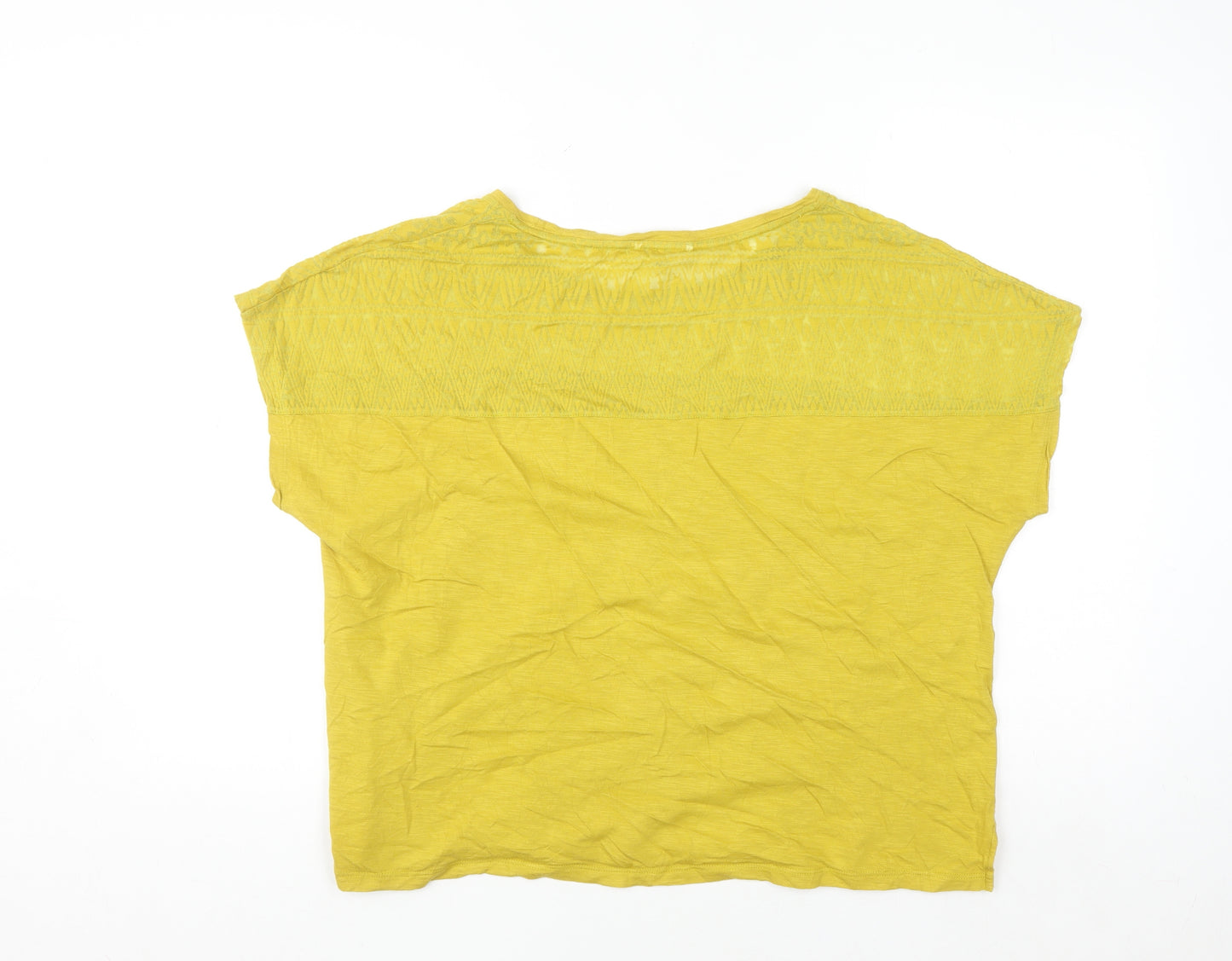 White Stuff Women's Yellow Embroidered Modal Cotton T-Shirt Size 18