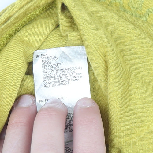 White Stuff Women's Yellow Embroidered Modal Cotton T-Shirt Size 18