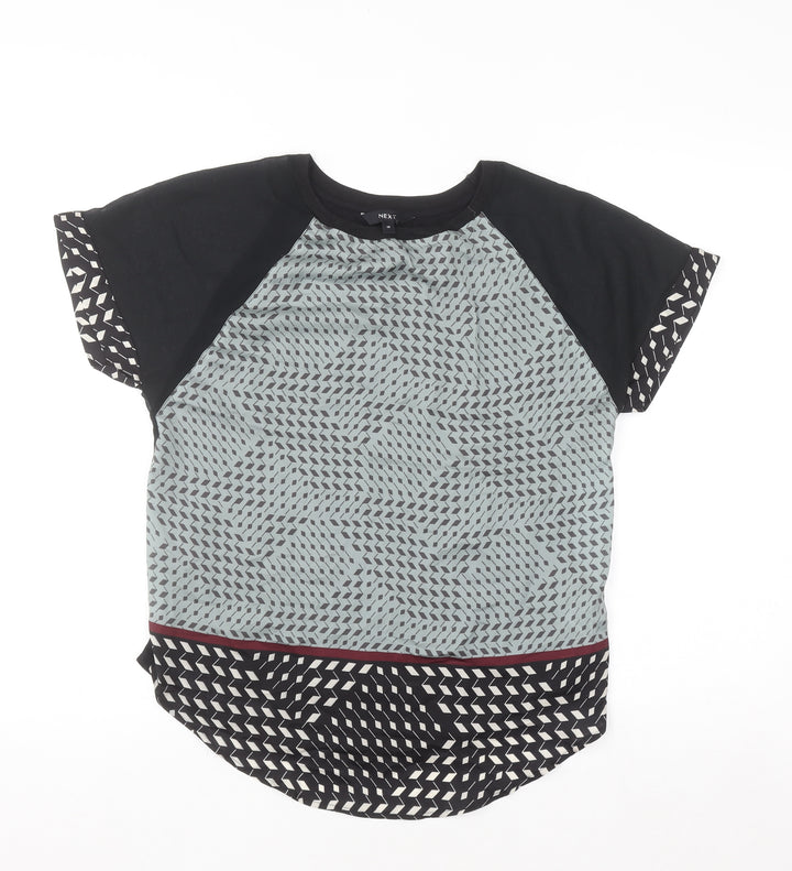 Next Women's Black Geometric Raglan Short Sleeve T-Shirt Size 10
