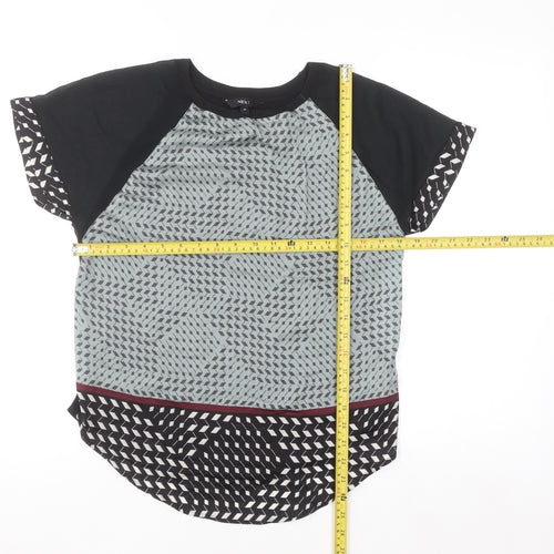 Next Women's Black Geometric Raglan Short Sleeve T-Shirt Size 10