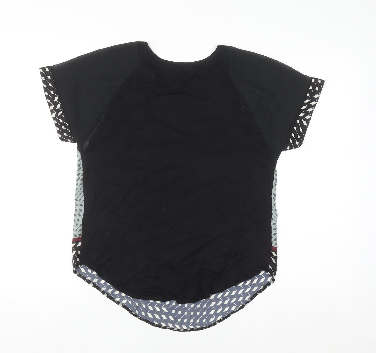 Next Women's Black Geometric Raglan Short Sleeve T-Shirt Size 10