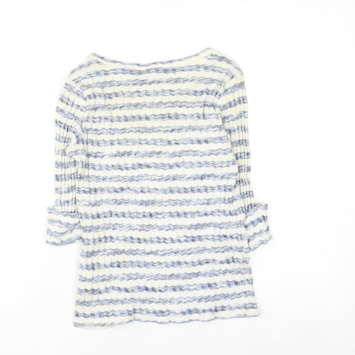 Principles by Ben de Lisi Women's Blue Striped 3/4 Sleeve Cotton Knit Top Size 8