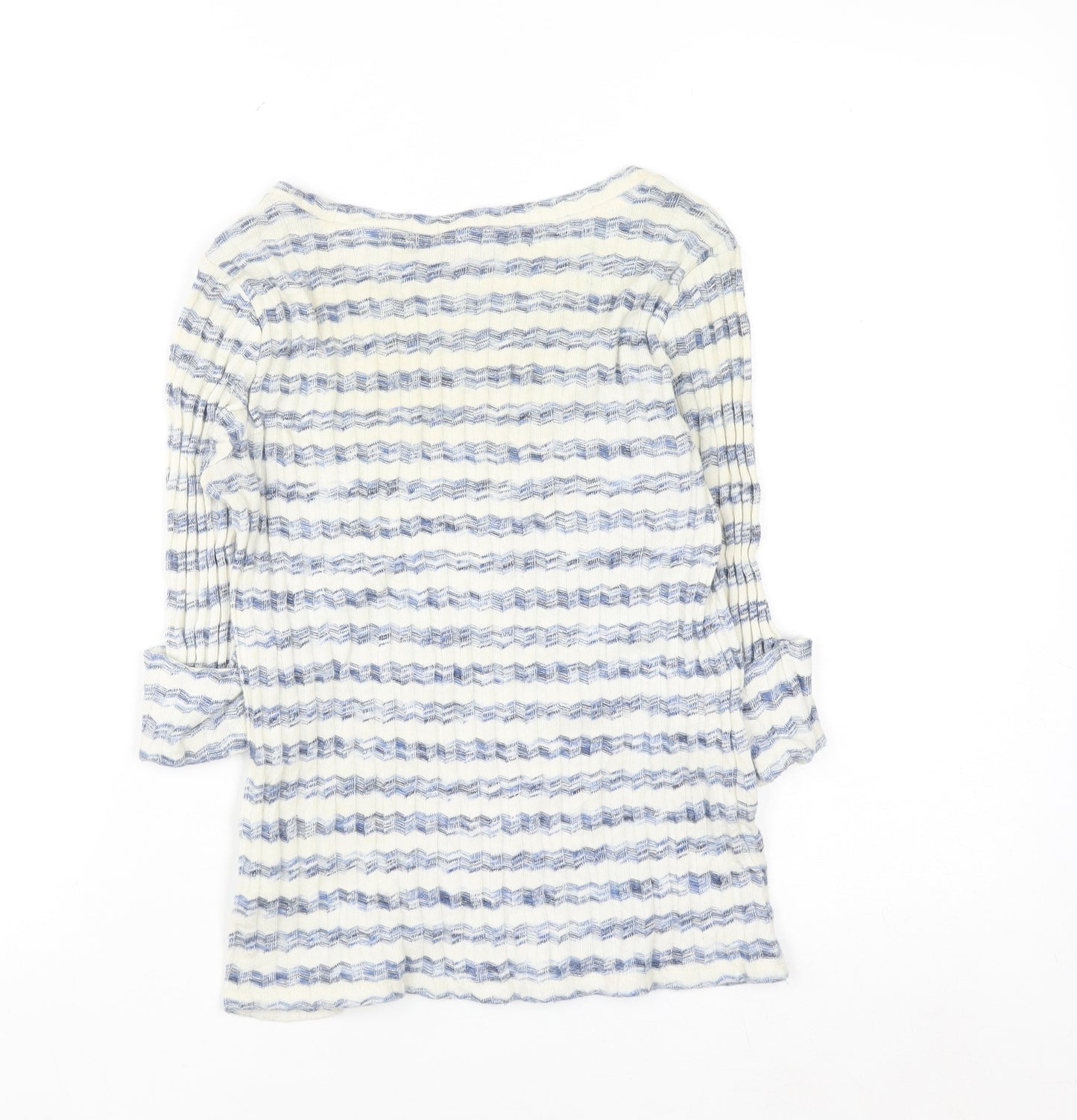 Principles by Ben de Lisi Women's Blue Striped 3/4 Sleeve Cotton Knit Top Size 8