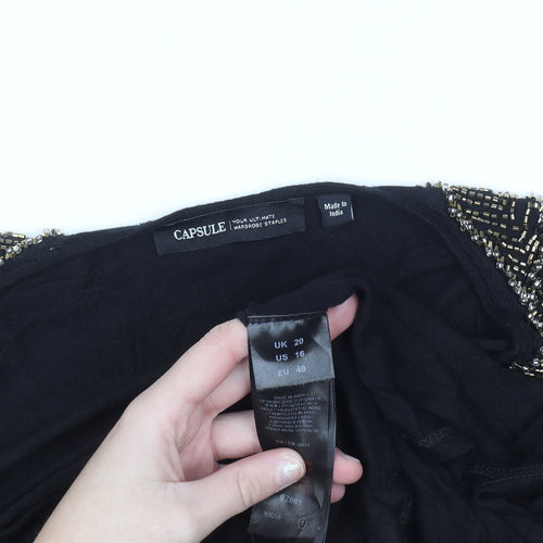 Capsule Womens Black Beaded Shoulder Tunic Blouse Size 20