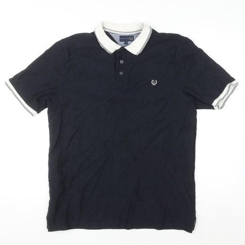 Lincoln Men Blue Cotton Polo Shirt Size M Short Sleeve