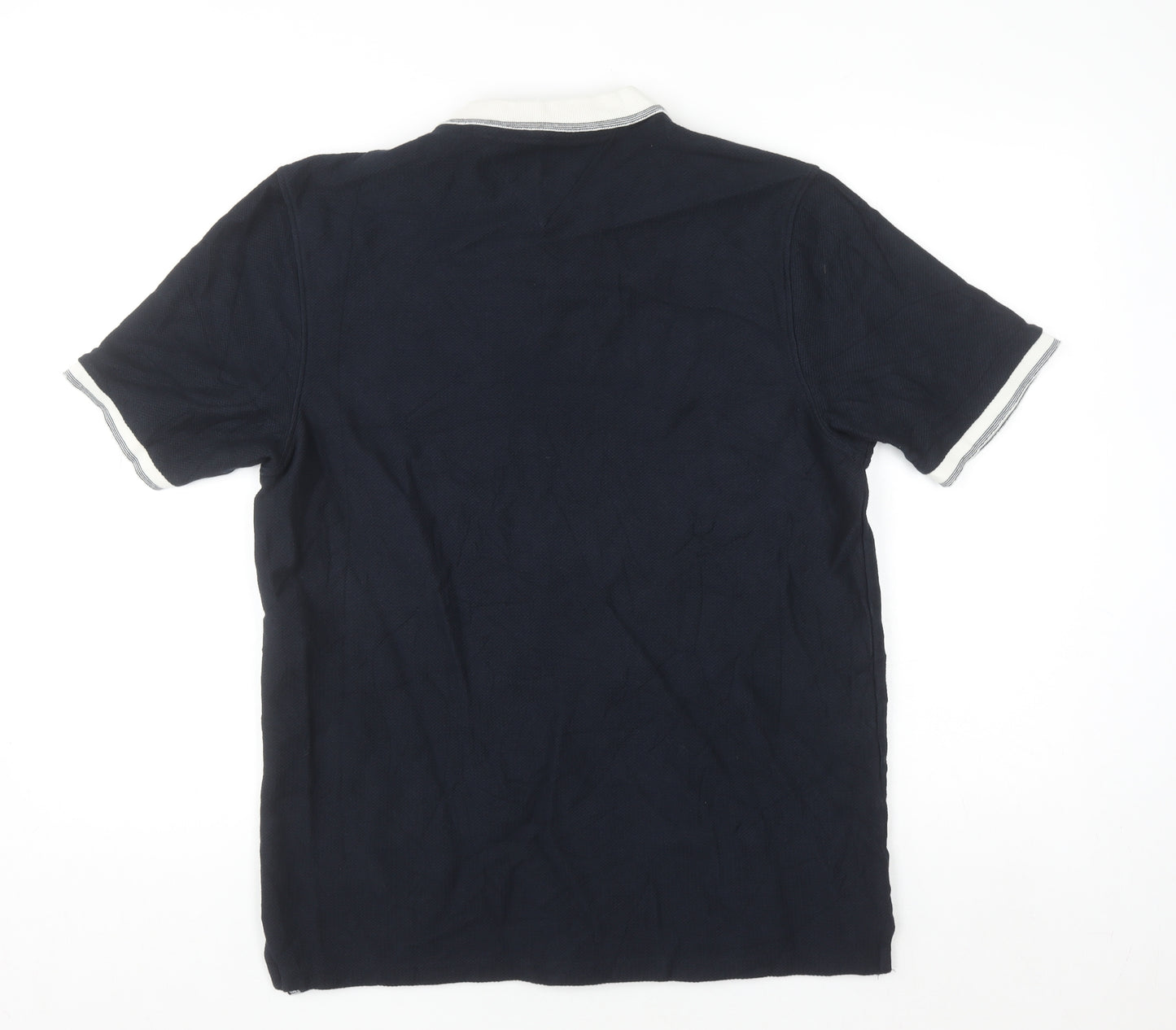 Lincoln Men Blue Cotton Polo Shirt Size M Short Sleeve