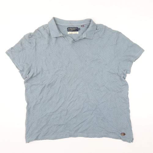 Hammond & Co Men's Blue Cotton Textured Short Sleeve Polo Shirt XL
