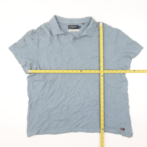 Hammond & Co Men's Blue Cotton Textured Short Sleeve Polo Shirt XL