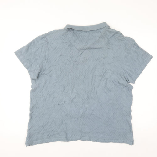 Hammond & Co Men's Blue Cotton Textured Short Sleeve Polo Shirt XL