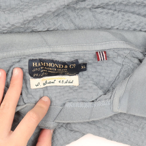 Hammond & Co Men's Blue Cotton Textured Short Sleeve Polo Shirt XL