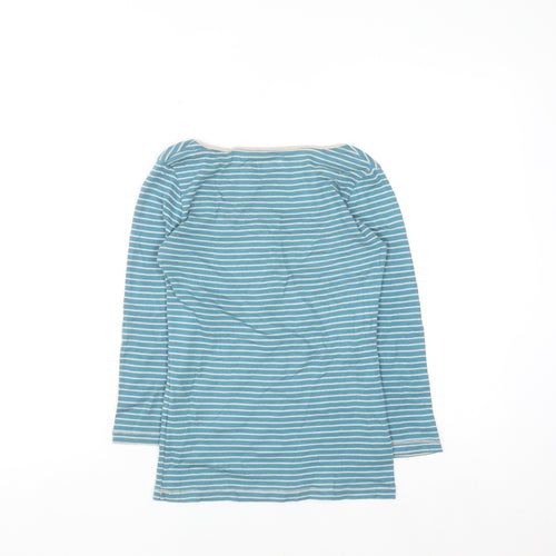 Monsoon Women Blue Striped Henley 3/4 Sleeve T-Shirt Size 12
