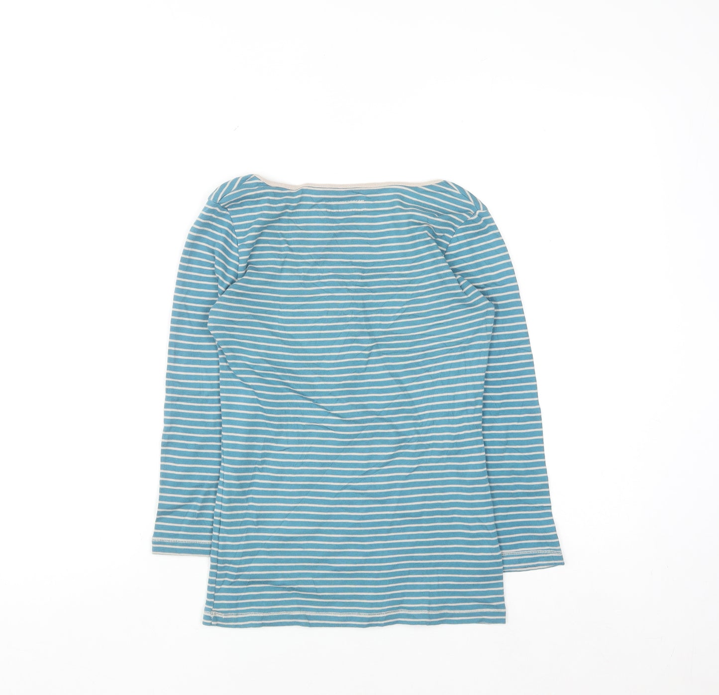 Monsoon Women Blue Striped Henley 3/4 Sleeve T-Shirt Size 12