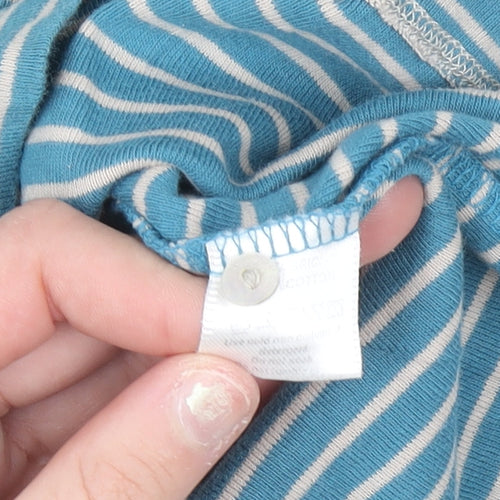Monsoon Women Blue Striped Henley 3/4 Sleeve T-Shirt Size 12