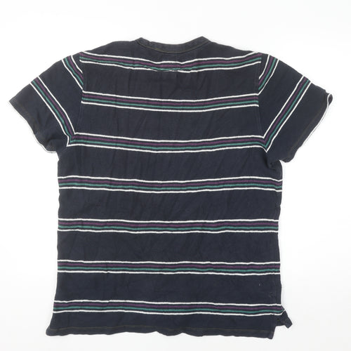 White Stuff Men's Navy Striped Cotton Crew Neck T-Shirt Medium