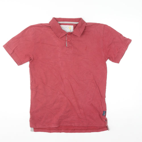Seasalt Men’s Red Cotton Short Sleeve Button-Up Polo Shirt Size S