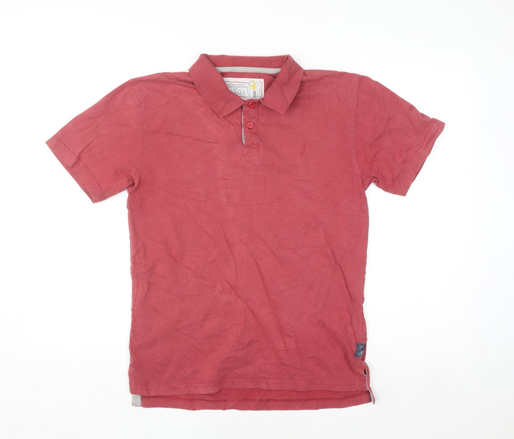 Seasalt Men’s Red Cotton Short Sleeve Button-Up Polo Shirt Size S