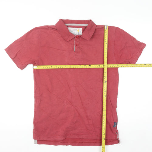 Seasalt Men’s Red Cotton Short Sleeve Button-Up Polo Shirt Size S