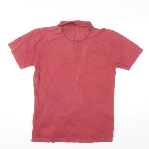 Seasalt Men’s Red Cotton Short Sleeve Button-Up Polo Shirt Size S