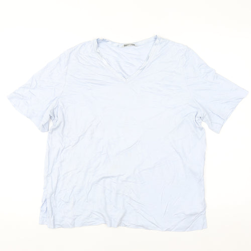 Marks and Spencer Women Blue Viscose V-Neck Short Sleeve T-Shirt Size 18
