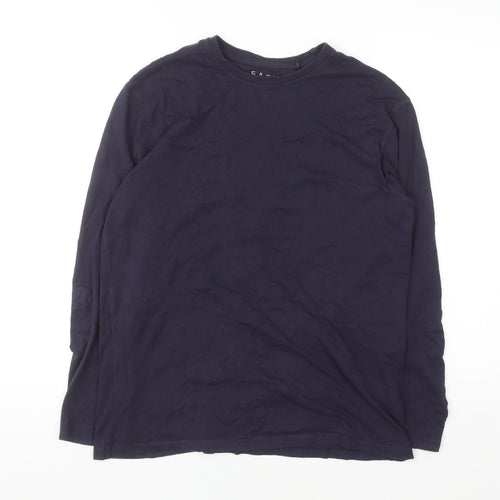 Easy Women's Blue Long Sleeve 100% Cotton Basic T-Shirt Size S