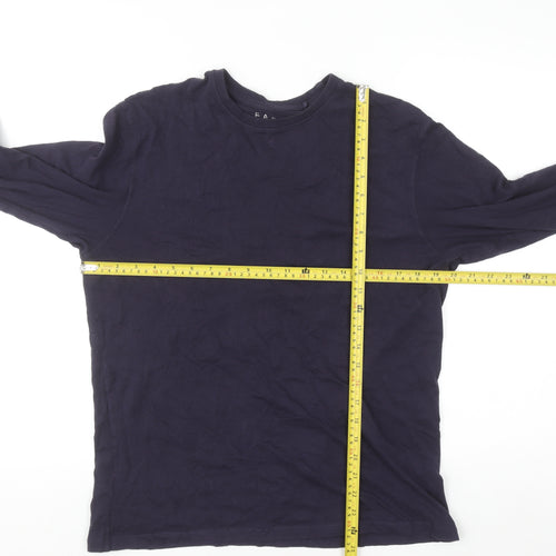 Easy Women's Blue Long Sleeve 100% Cotton Basic T-Shirt Size S