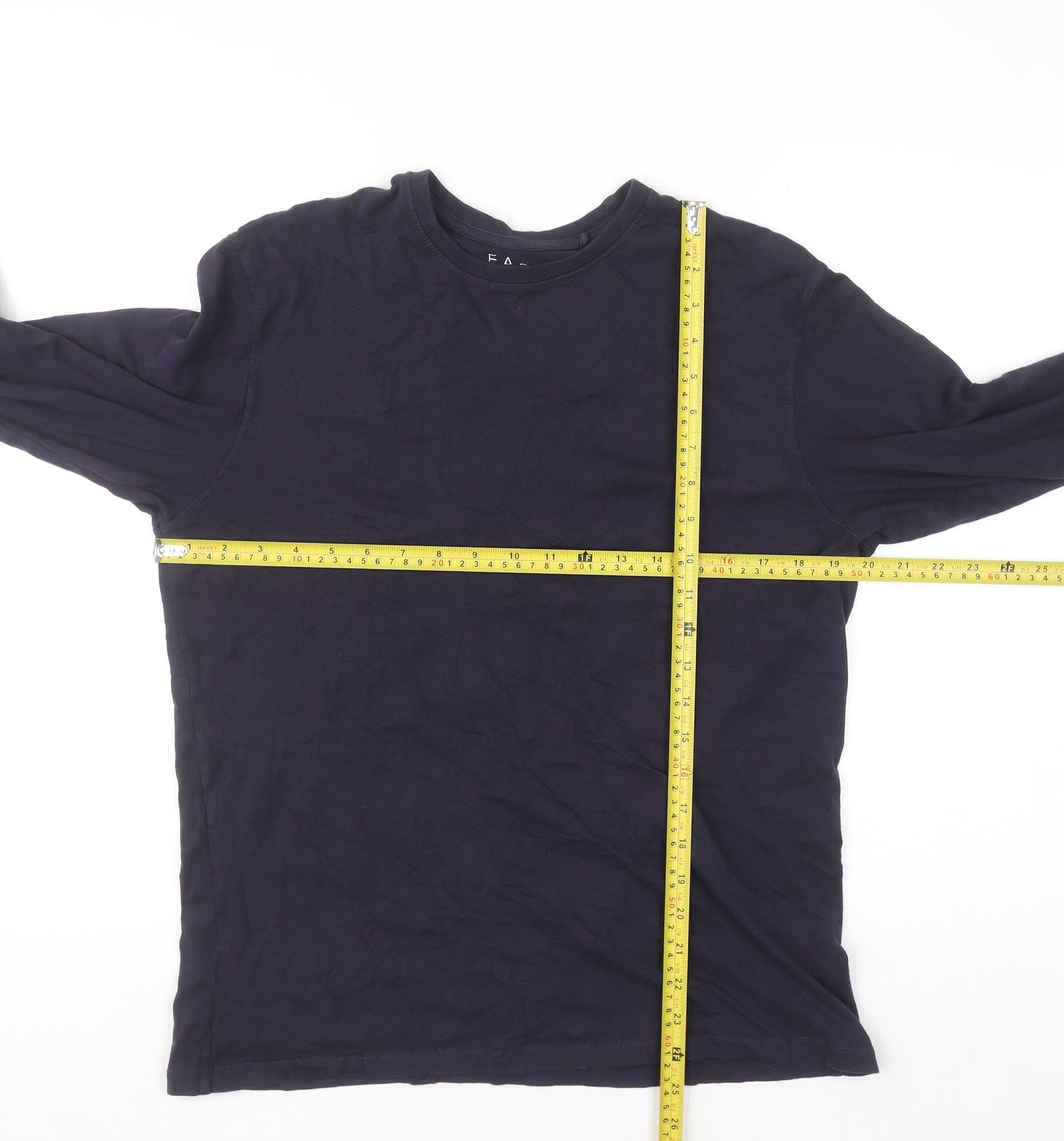 Easy Women's Blue Long Sleeve 100% Cotton Basic T-Shirt Size S