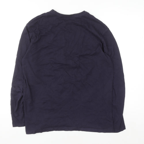Easy Women's Blue Long Sleeve 100% Cotton Basic T-Shirt Size S