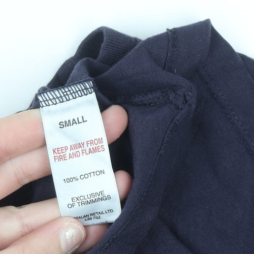 Easy Women's Blue Long Sleeve 100% Cotton Basic T-Shirt Size S