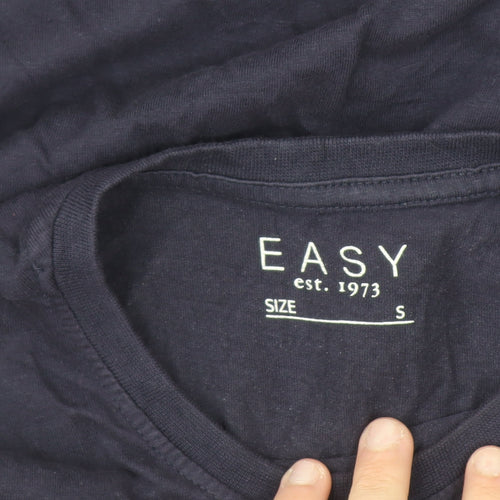Easy Women's Blue Long Sleeve 100% Cotton Basic T-Shirt Size S