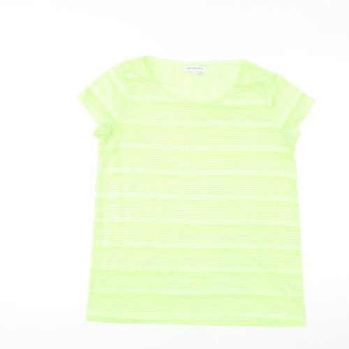 Liz Claiborne Women's Green Striped Basic T-Shirt Size S