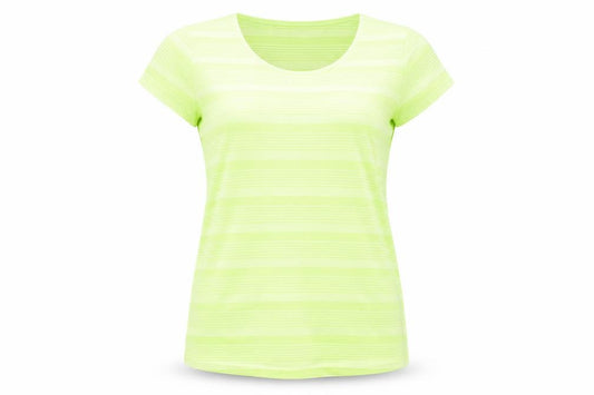 Front view of Liz Claiborne Women's Green Striped Basic T-Shirt, size S