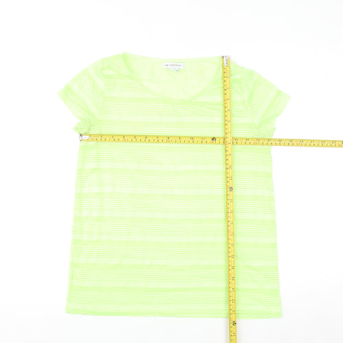 Liz Claiborne Women's Green Striped Basic T-Shirt Size S