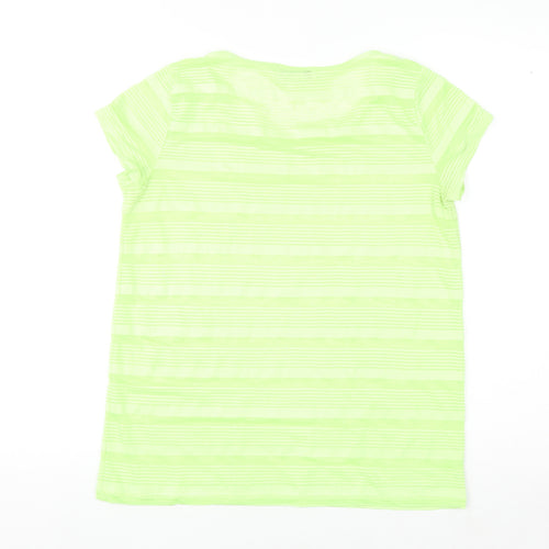 Liz Claiborne Women's Green Striped Basic T-Shirt Size S