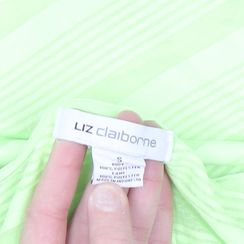 Liz Claiborne Women's Green Striped Basic T-Shirt Size S