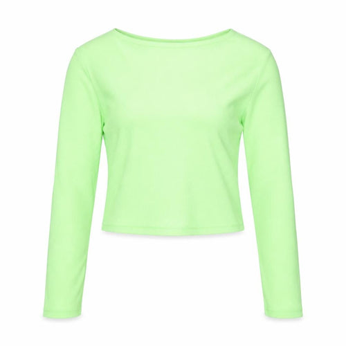 Boohoo Womens Green Cropped Long Sleeve Slim Fit Top Size 10