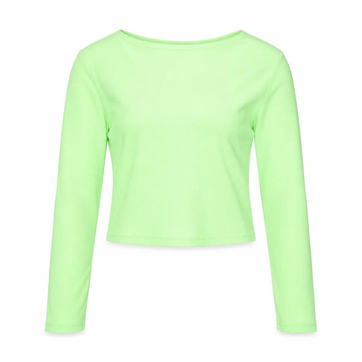 Boohoo Womens Green Cropped Long Sleeve Slim Fit Top Size 10