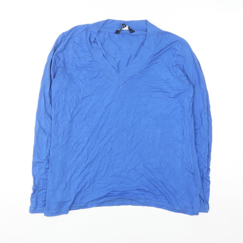 Crew Clothing Women's Blue Size 12 V-Neck Long Sleeve Jersey Top