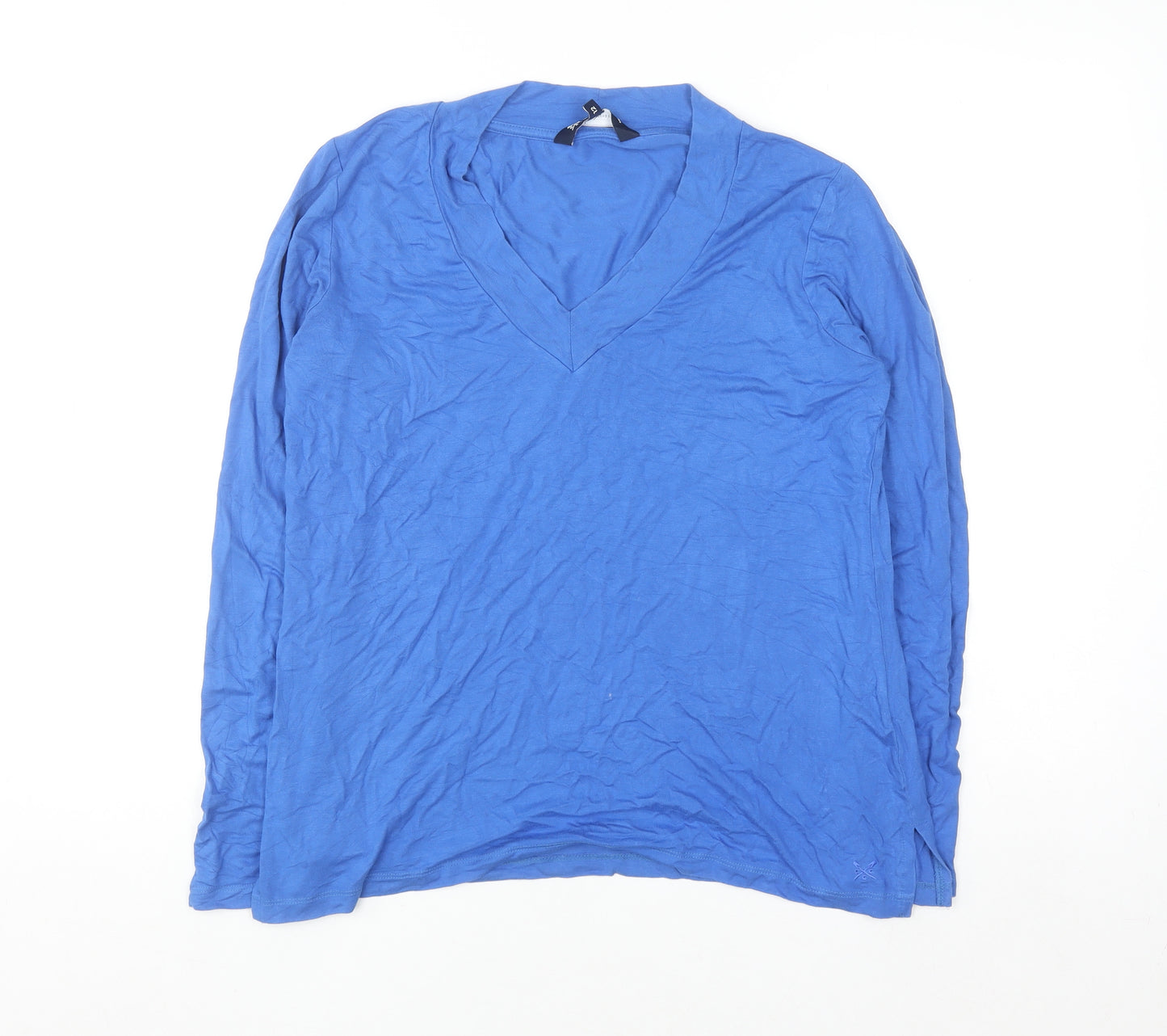Crew Clothing Women's Blue Size 12 V-Neck Long Sleeve Jersey Top