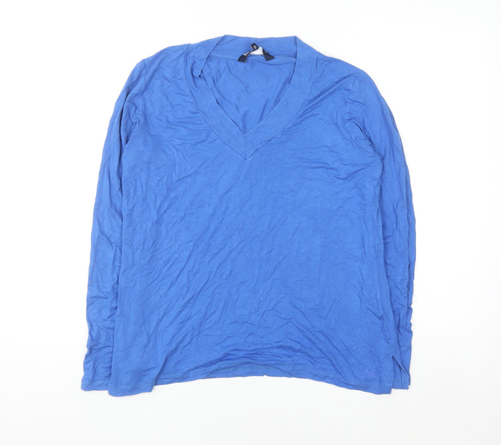 Crew Clothing Women's Blue Size 12 V-Neck Long Sleeve Jersey Top