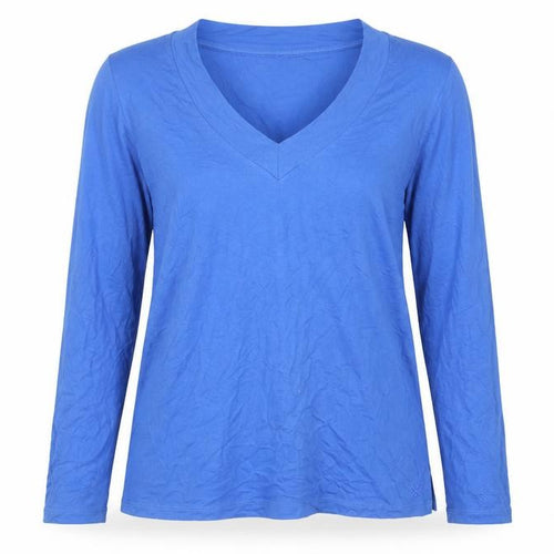 Crew Clothing Women's Blue Size 12 V-Neck Long Sleeve Jersey Top
