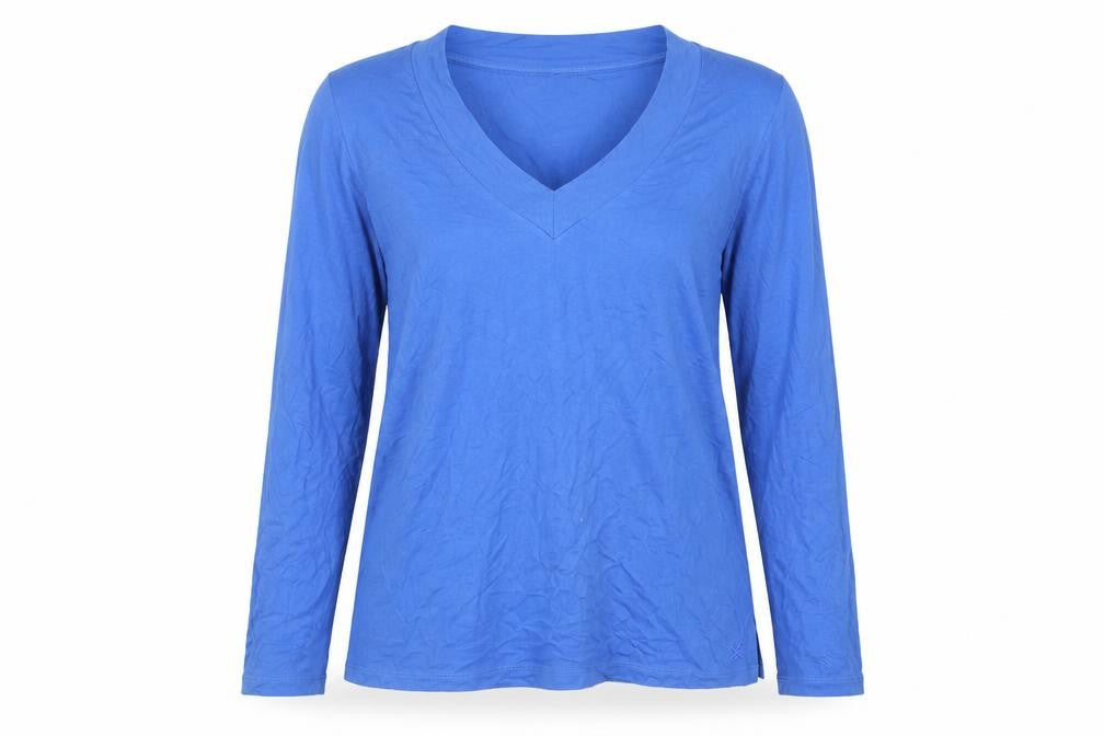 Crew Clothing Women's Blue Size 12 V-Neck Long Sleeve Jersey Top