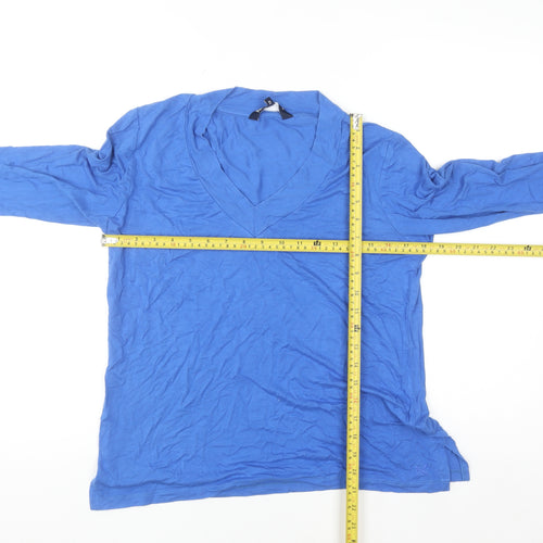 Crew Clothing Women's Blue Size 12 V-Neck Long Sleeve Jersey Top