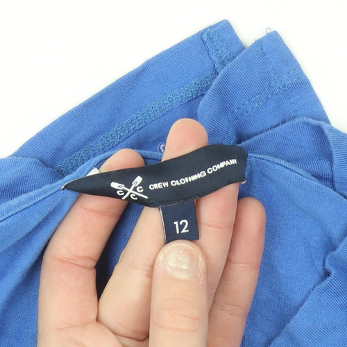 Crew Clothing Women's Blue Size 12 V-Neck Long Sleeve Jersey Top