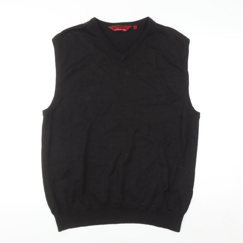 Bar Harbour by Double Two Men's Black Wool Blend V-Neck Vest M