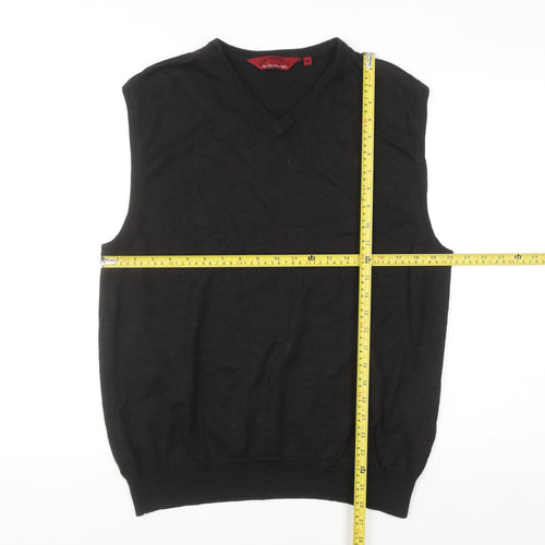 Bar Harbour by Double Two Men's Black Wool Blend V-Neck Vest M