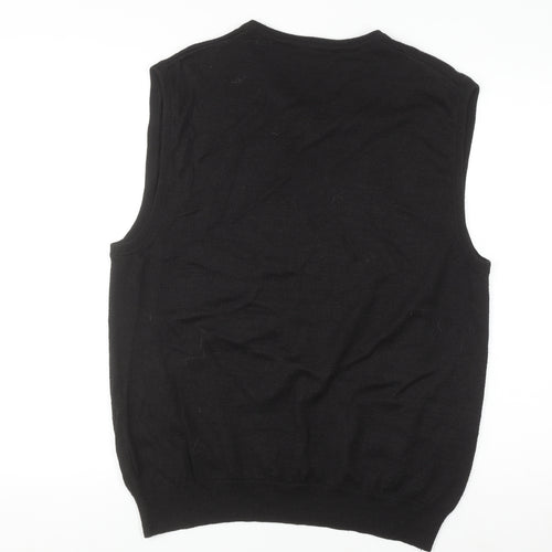 Bar Harbour by Double Two Men's Black Wool Blend V-Neck Vest M