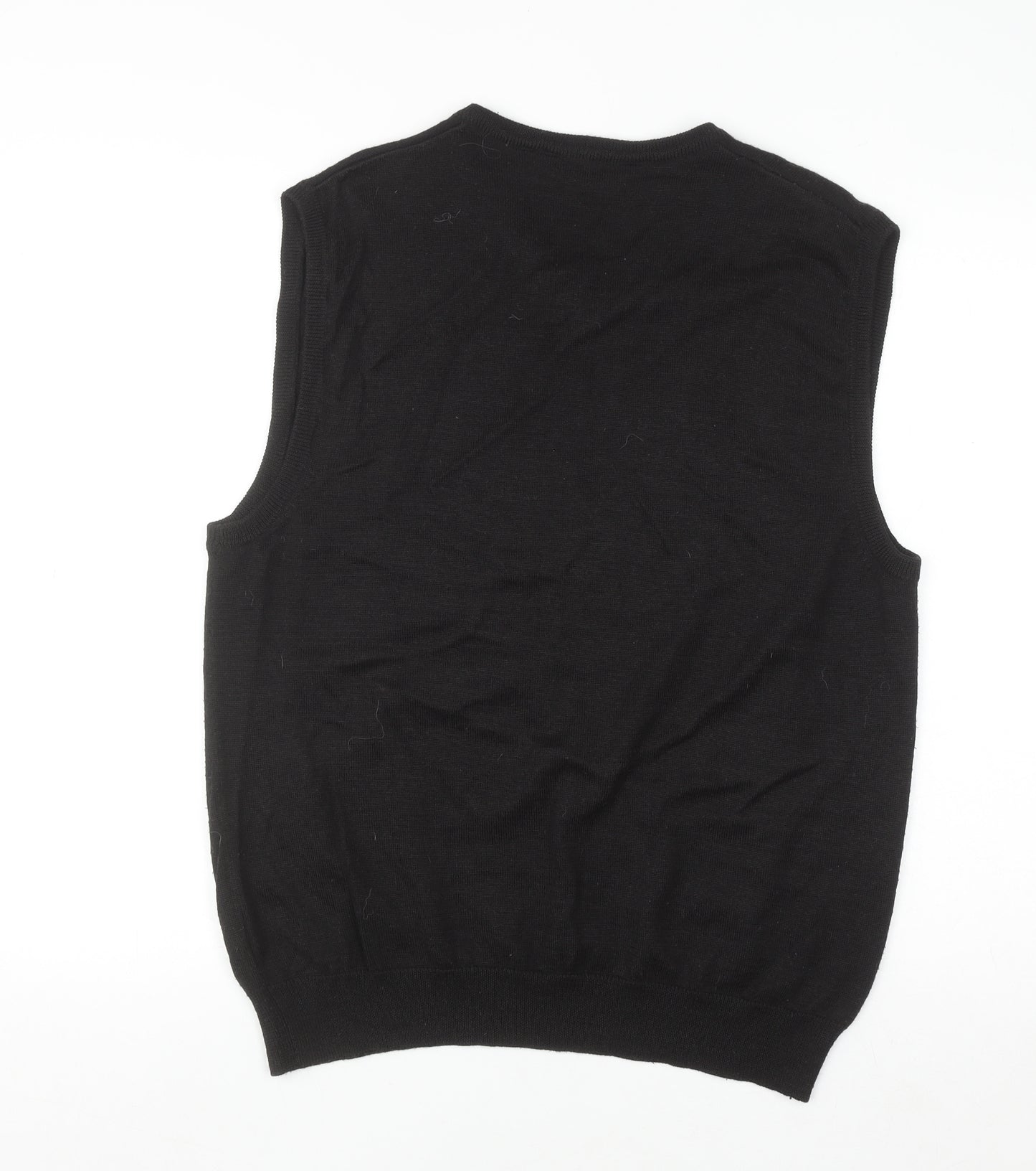 Bar Harbour by Double Two Men's Black Wool Blend V-Neck Vest M
