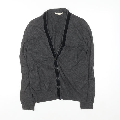 White Stuff Women’s Grey Merino Wool Blend V-Neck Cardigan Size 12