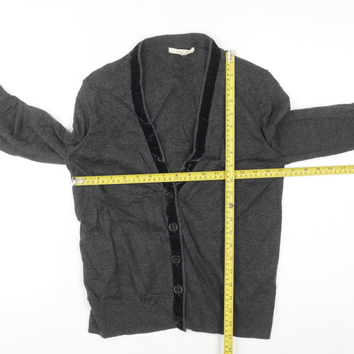 White Stuff Women’s Grey Merino Wool Blend V-Neck Cardigan Size 12