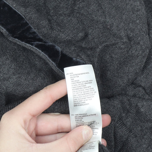 White Stuff Women’s Grey Merino Wool Blend V-Neck Cardigan Size 12